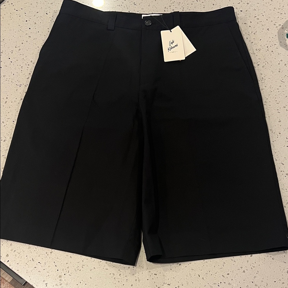 Cafe Kitsune Classic Black Flat Front Shorts